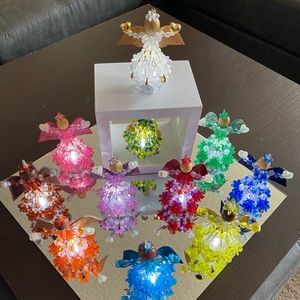 Handmade Beaded Angels with lights Ornaments
